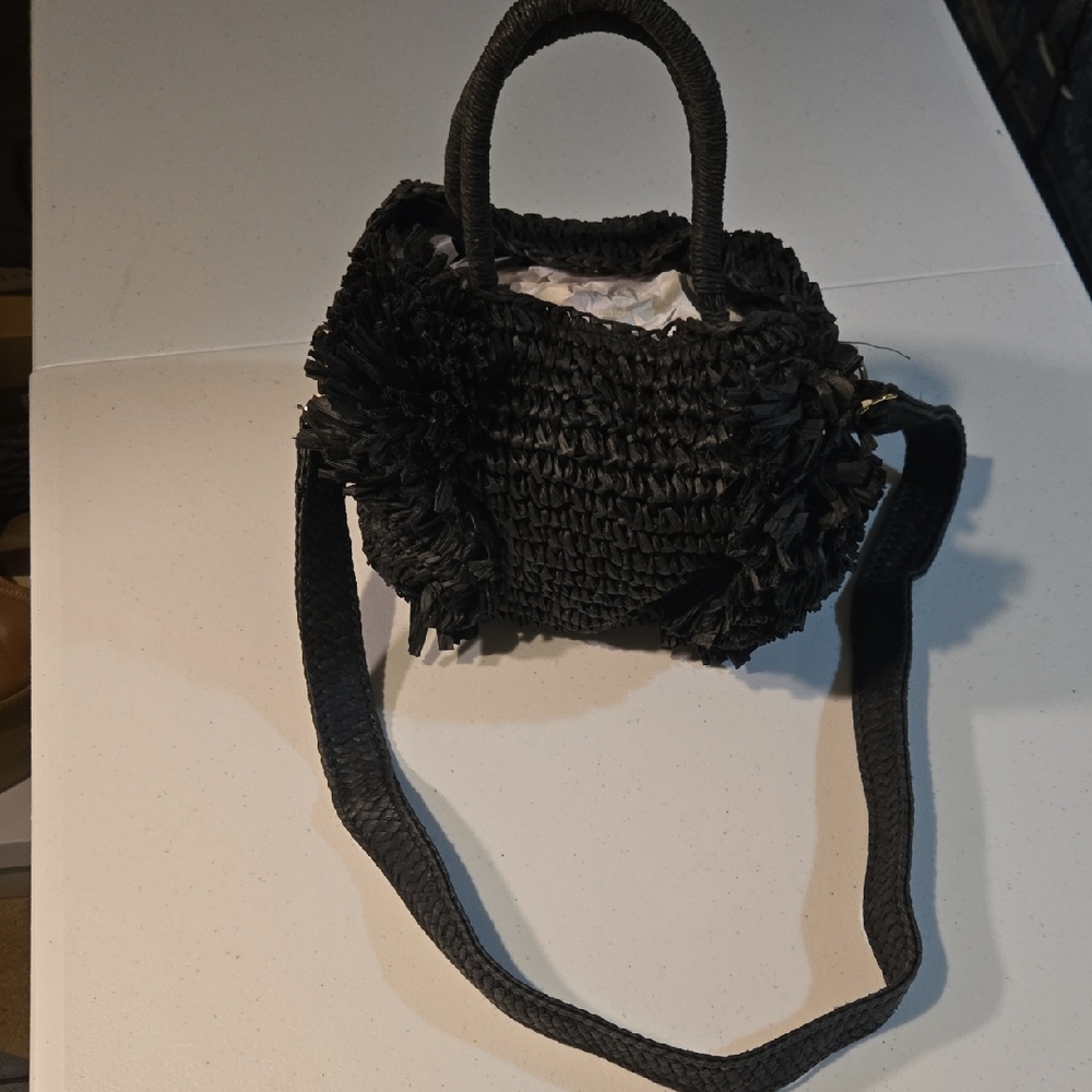 LOFT Black Woven Mini Bag